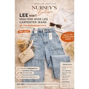 Lee NWT High Rise Wide Leg Carpenter Jeans 29 Y2K Workwear Denim